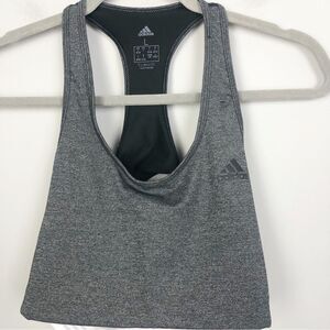 ADIDAS | Climalite Gray Sports Bra White Elastic Back Strap Women’s Size Large